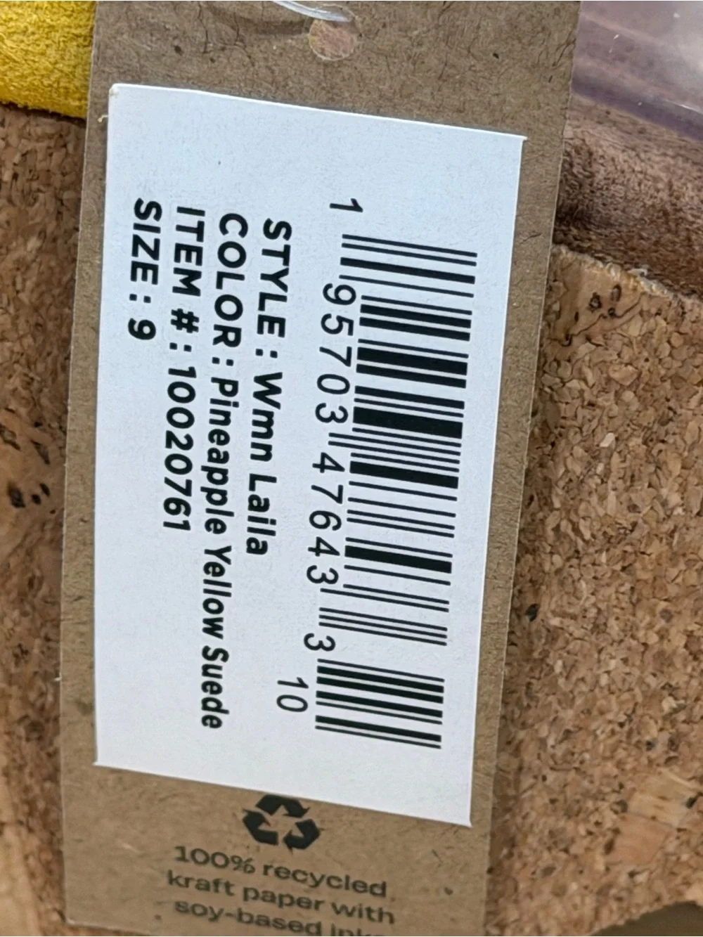 TOMS Laila Suede Platform Cork Sandals Pineapple Yellow Size 9 NWT No Box